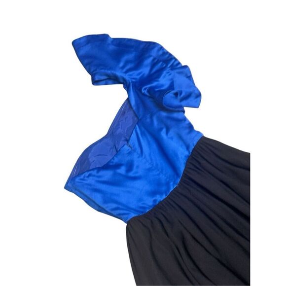 AMUR X REVOLVE women’s Cleopatra  Black & blue one shoulder Pleated cut out maxi - Picture 7 of 11